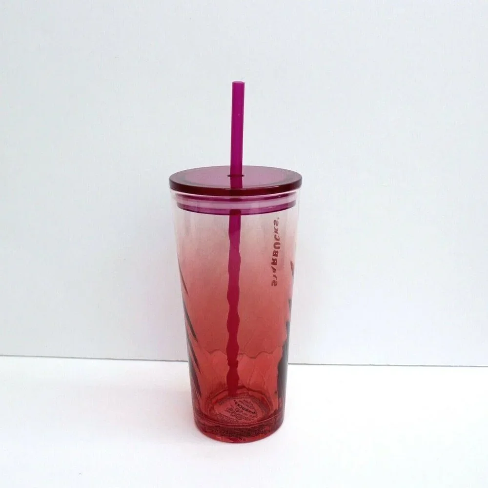 Starbucks 2021 Pink Ombre Swirl Glass Tumbler